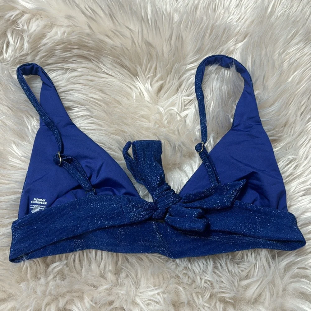 Monday swim Portofino Top in navy shimmer sz M